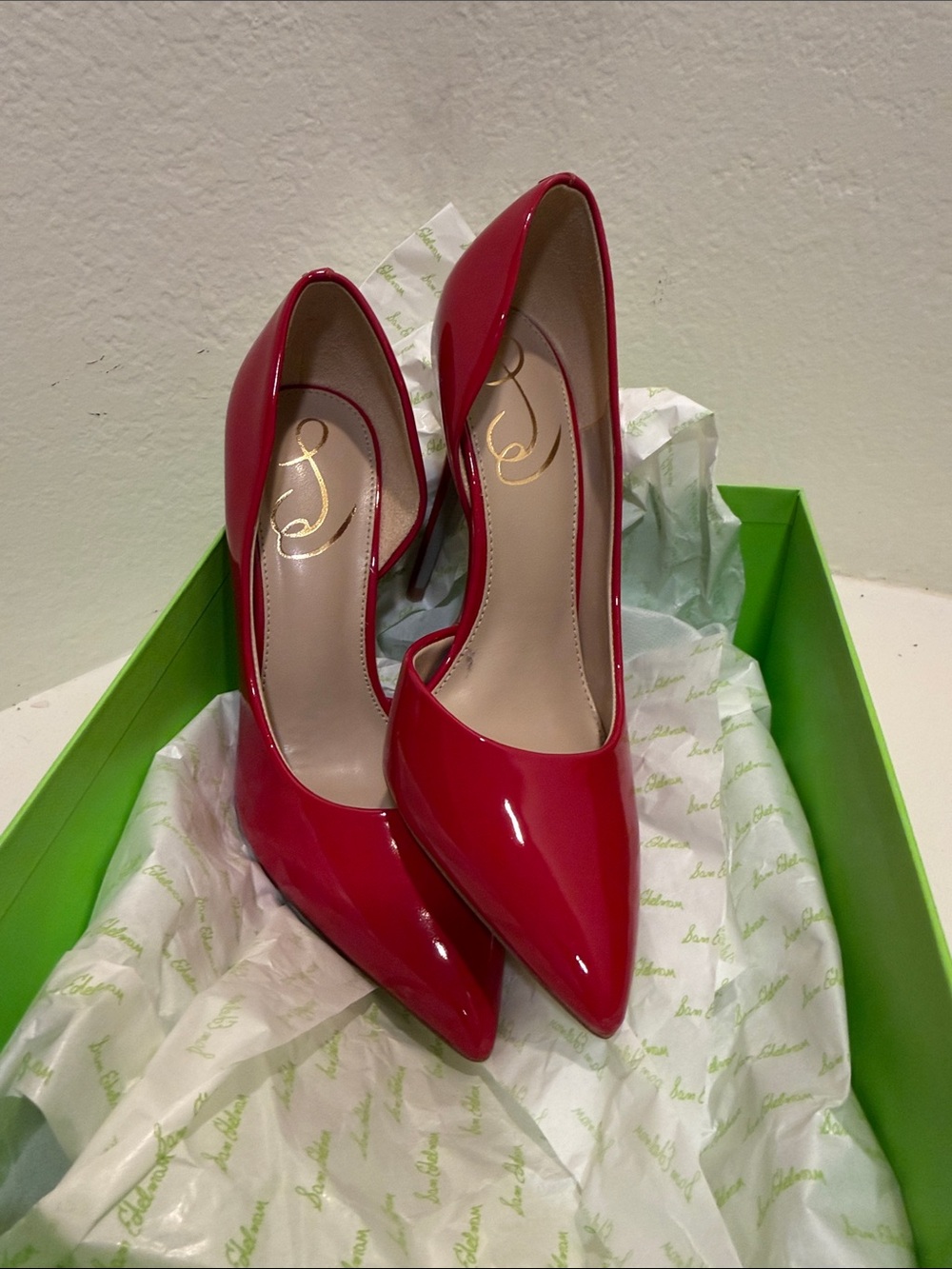 Sam Edelman Red Patent Pointed-Toe High Heels